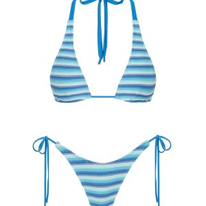 DARA - HORIZON BLUE Stripe Triangle Bikini Set