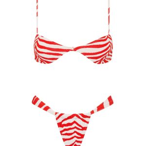 ESTE - CHERRY ZEBRA SPLASH Scoop Crop Bikini Set