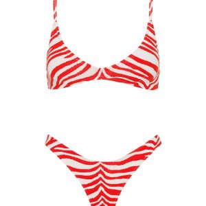 MAIA - CHERRY ZEBRA SPLASH Crop Bikini Set