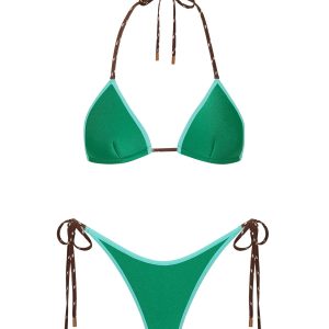 VINCA - JADED GREEN Neoprene Triangle Bikini Set