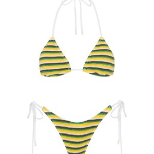 VINCA - LEMONADE Crochet Stripe Triangle Bikini Set