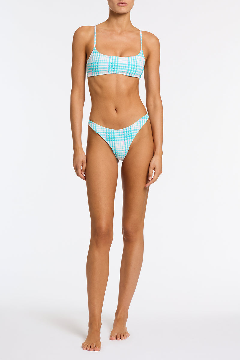 MICA - BLUE BLOSS CHECK Crop Bikini Set - Image 2
